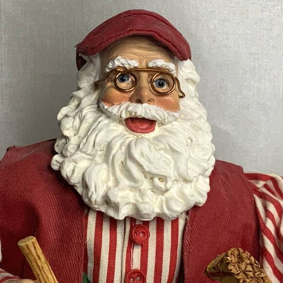 Santa Clause His Favorite Color Toy Workshop Christmas Fabric Mache 10" 1993 - Picture 2 of 7